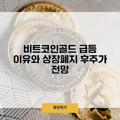 비트코인골드 급등 이유와 상장폐지 후주가 전망