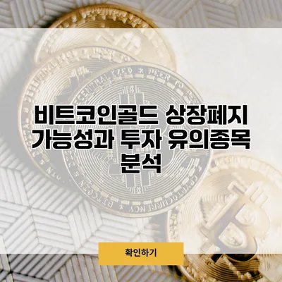 비트코인골드 상장폐지 가능성과 투자 유의종목 분석