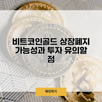 비트코인골드 상장폐지 가능성과 투자 유의할 점