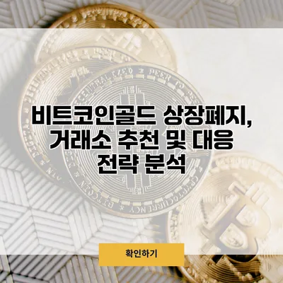 비트코인골드 상장폐지, 거래소 추천 및 대응 전략 분석