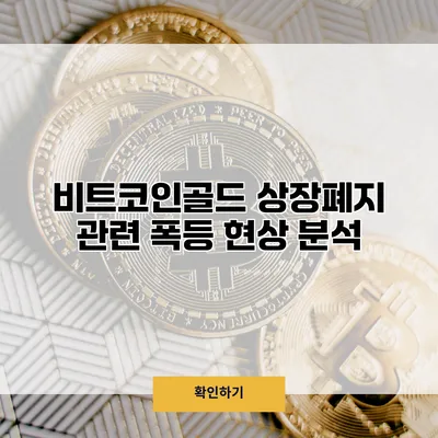 비트코인골드 상장폐지 관련 폭등 현상 분석