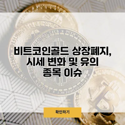 비트코인골드 상장폐지, 시세 변화 및 유의 종목 이슈