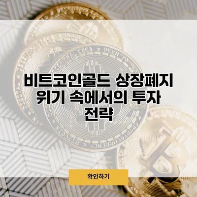 비트코인골드 상장폐지 위기 속에서의 투자 전략