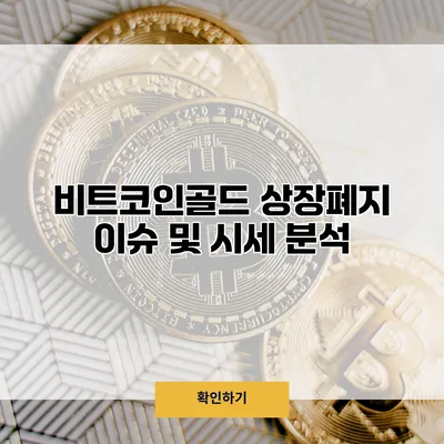 비트코인골드 상장폐지 이슈 및 시세 분석
