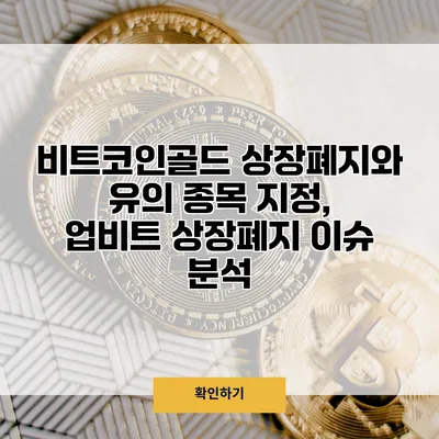 비트코인골드 상장폐지와 유의 종목 지정, 업비트 상장폐지 이슈 분석