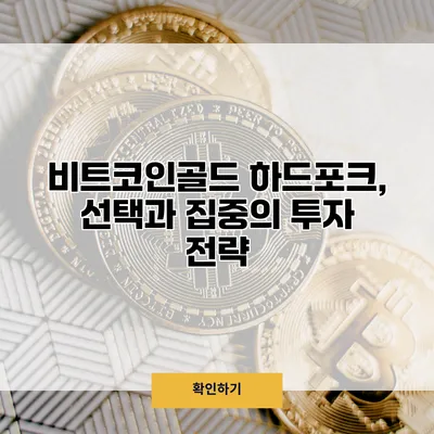 비트코인골드 하드포크, 선택과 집중의 투자 전략