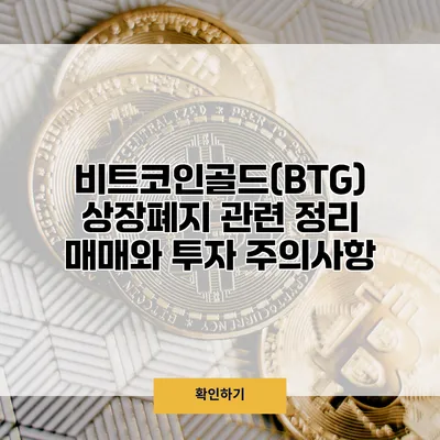 비트코인골드(BTG) 상장폐지 관련 정리 매매와 투자 주의사항