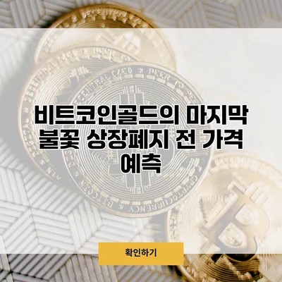 비트코인골드의 마지막 불꽃 상장폐지 전 가격 예측