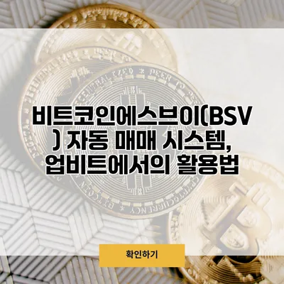 비트코인에스브이(BSV) 자동 매매 시스템, 업비트에서의 활용법
