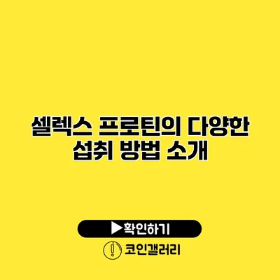 셀렉스 프로틴의 다양한 섭취 방법 소개