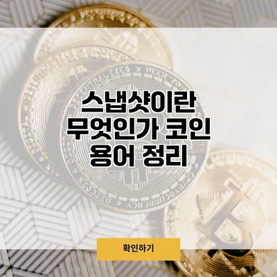 스냅샷이란 무엇인가? 코인 용어 정리