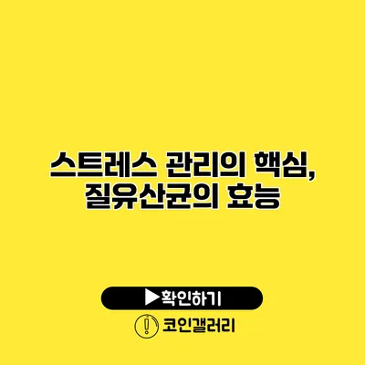 스트레스 관리의 핵심, 질유산균의 효능