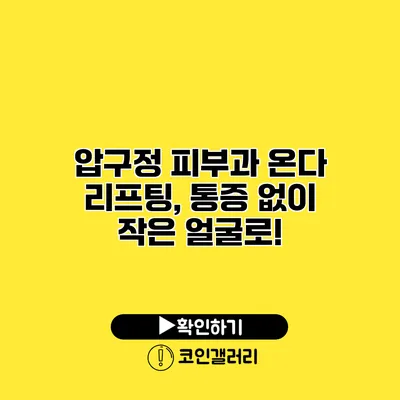 압구정 피부과 온다 리프팅, 통증 없이 작은 얼굴로!