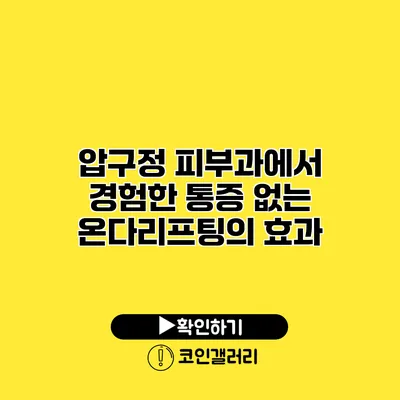 압구정 피부과에서 경험한 통증 없는 온다리프팅의 효과