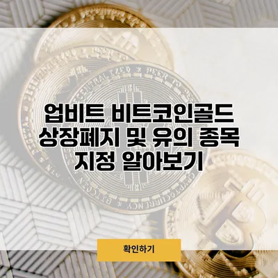 업비트 비트코인골드 상장폐지 및 유의 종목 지정 알아보기