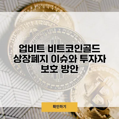 업비트 비트코인골드 상장폐지 이슈와 투자자 보호 방안