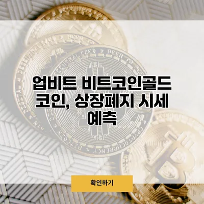 업비트 비트코인골드 코인, 상장폐지 시세 예측