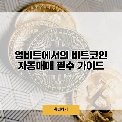 업비트에서의 비트코인 자동매매 필수 가이드