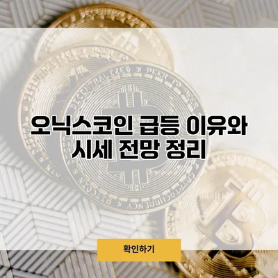 오닉스코인 급등 이유와 시세 전망 정리