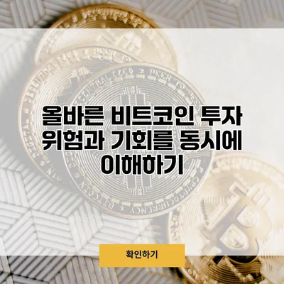 올바른 비트코인 투자 위험과 기회를 동시에 이해하기