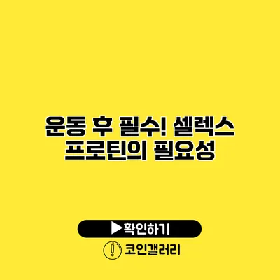 운동 후 필수! 셀렉스 프로틴의 필요성