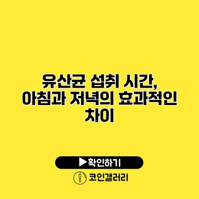 유산균 섭취 시간, 아침과 저녁의 효과적인 차이