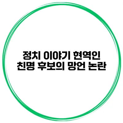 정치 이야기 현역인 친명 후보의 망언 논란