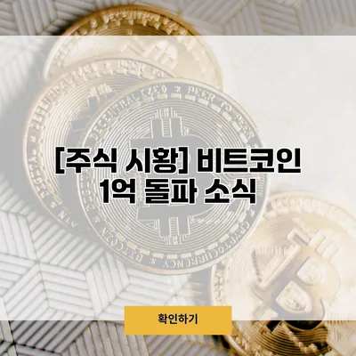 [주식 시황] 비트코인 1억 돌파 소식