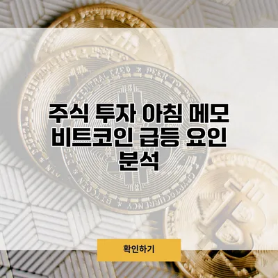주식 투자 아침 메모 비트코인 급등 요인 분석