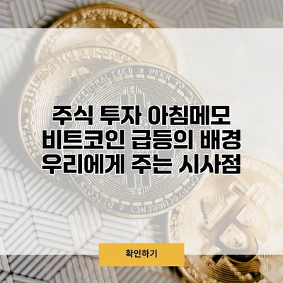 주식 투자 아침메모 비트코인 급등의 배경 우리에게 주는 시사점