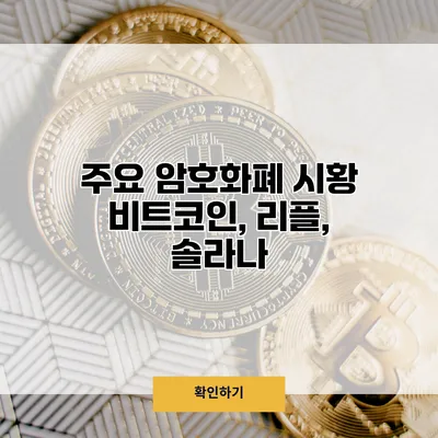 주요 암호화폐 시황 비트코인, 리플, 솔라나