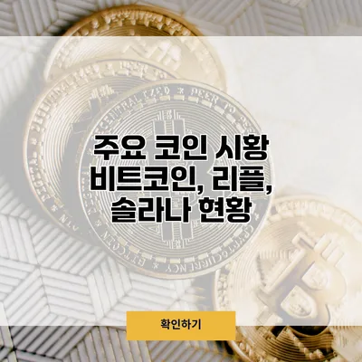 주요 코인 시황 비트코인, 리플, 솔라나 현황
