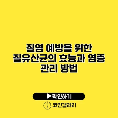 질염 예방을 위한 질유산균의 효능과 염증 관리 방법