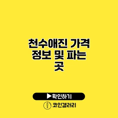 천수애진 가격 정보 및 파는 곳