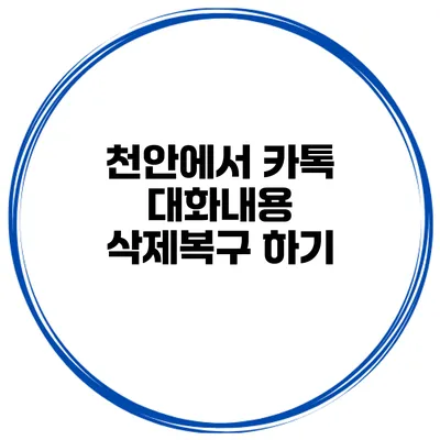천안에서 카톡 대화내용 삭제복구 하기