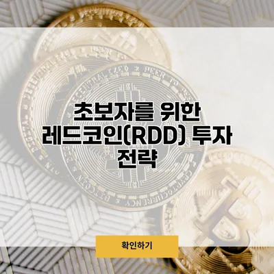 초보자를 위한 레드코인(RDD) 투자 전략