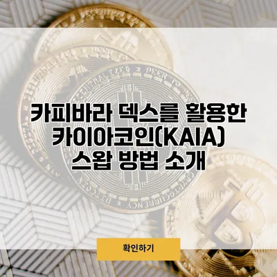 카피바라 덱스를 활용한 카이아코인(KAIA) 스왑 방법 소개
