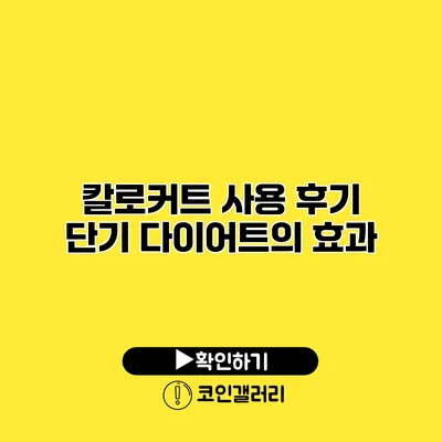 칼로커트 사용 후기 단기 다이어트의 효과