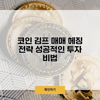 코인 김프 매매 헤징 전략 성공적인 투자 비법