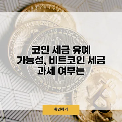 코인 세금 유예 가능성, 비트코인 세금 과세 여부는?