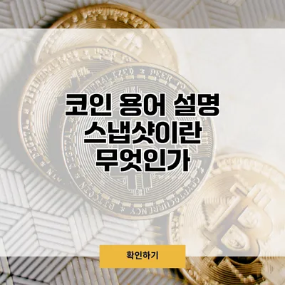 코인 용어 설명 스냅샷이란 무엇인가?