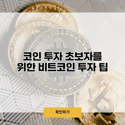 코인 투자 초보자를 위한 비트코인 투자 팁