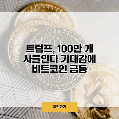 트럼프, 100만 개 사들인다 기대감에 비트코인 급등