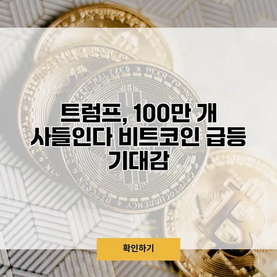 트럼프, 100만 개 사들인다 비트코인 급등 기대감
