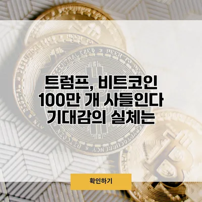 트럼프, 비트코인 100만 개 사들인다 기대감의 실체는?