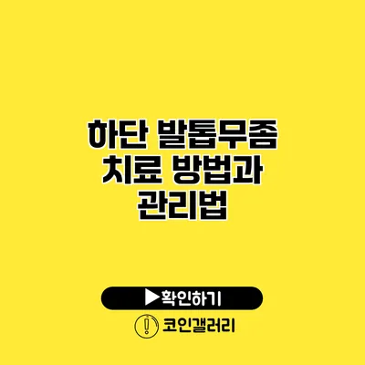 하단 발톱무좀 치료 방법과 관리법