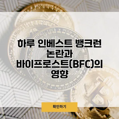 하루 인베스트 뱅크런 논란과 바이프로스트(BFC)의 영향