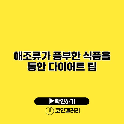 해조류가 풍부한 식품을 통한 다이어트 팁