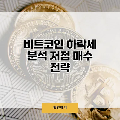 비트코인 하락세 분석 저점 매수 전략