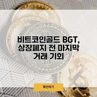 비트코인골드 BGT, 상장폐지 전 마지막 거래 기회?